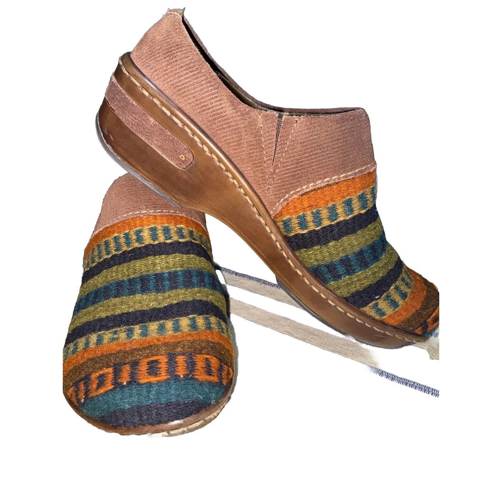 Børn Bandy Blanket Southwestern Tribal Woven Fabric Leather Comfort Clog 7/38